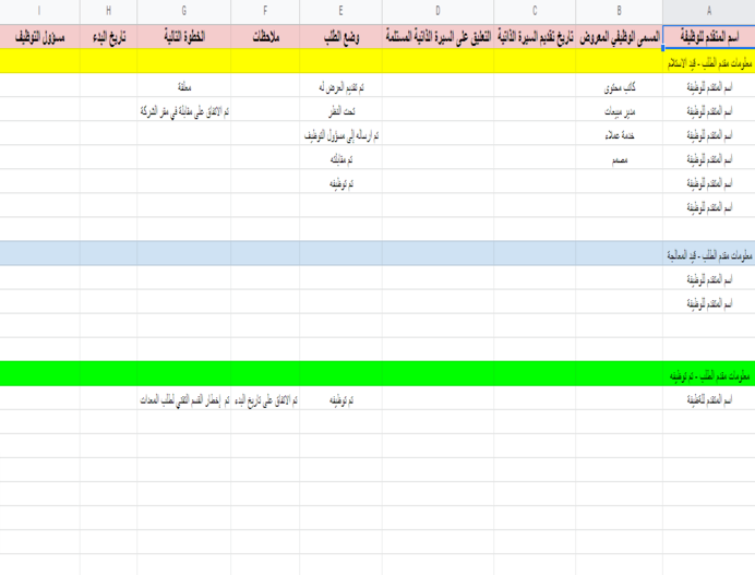 نموذج تتبع السير الذاتية للمتقدمين للوظيفة